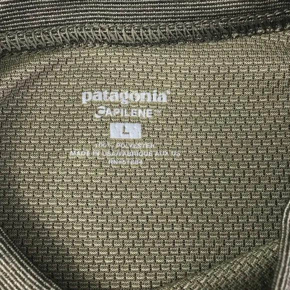 Sold* Patagonia Capilene Shirt Mens Size Large Long Sleeve Olive Green Base Laye - Picture 8 of 11